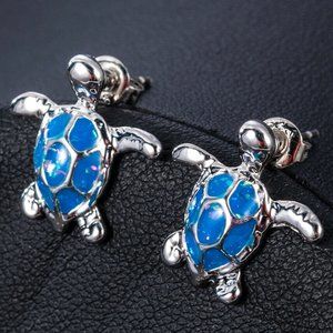 Fire Opal Turtle Stud Earrings